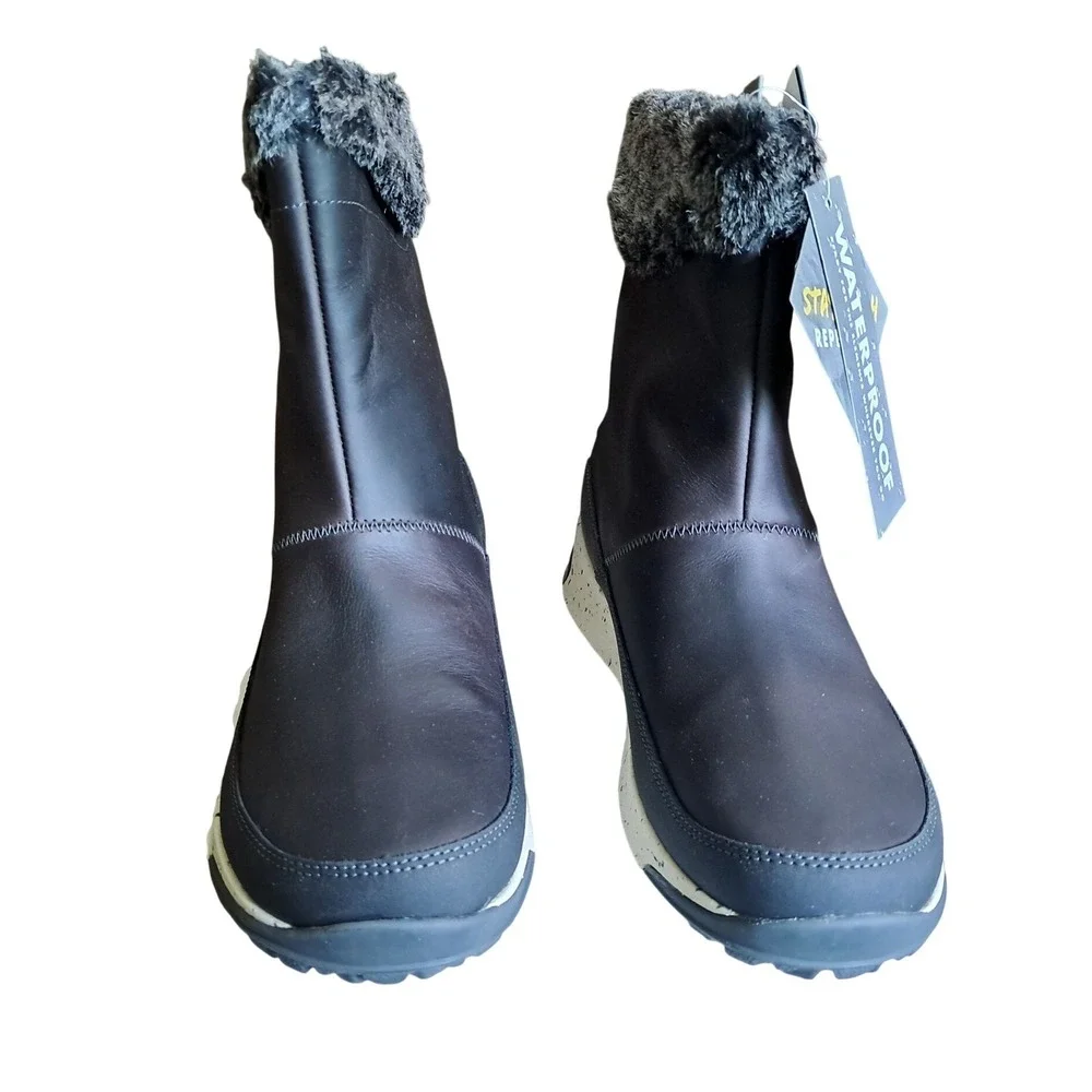 Chaco Borealis Mid Black Waterproof Winter Boots Womens 10.5 Faux Fur